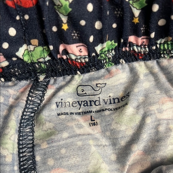 Vineyard Vines Blue Pajama Bottoms with Snowman Print - Picture 2 of 4
